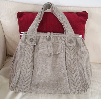 pretty knitted tote pattern created by Angelina from Knitted ...