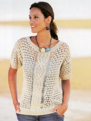 Cable Motif Summer Top Free Knitting Pattern ⋆ Knitting Bee