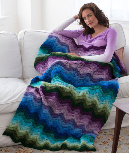 Radiating Ripple Throw - Free Crochet Blanket Pattern