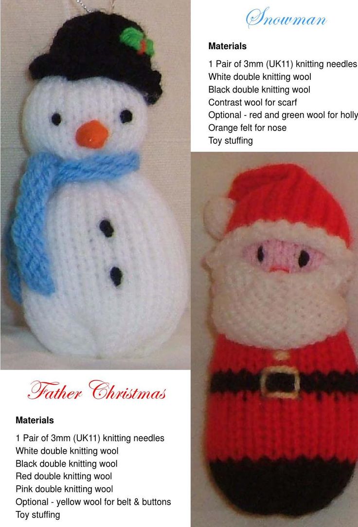Modèles de tricot de Noël gratuits Père Noël, Angel, Snowman