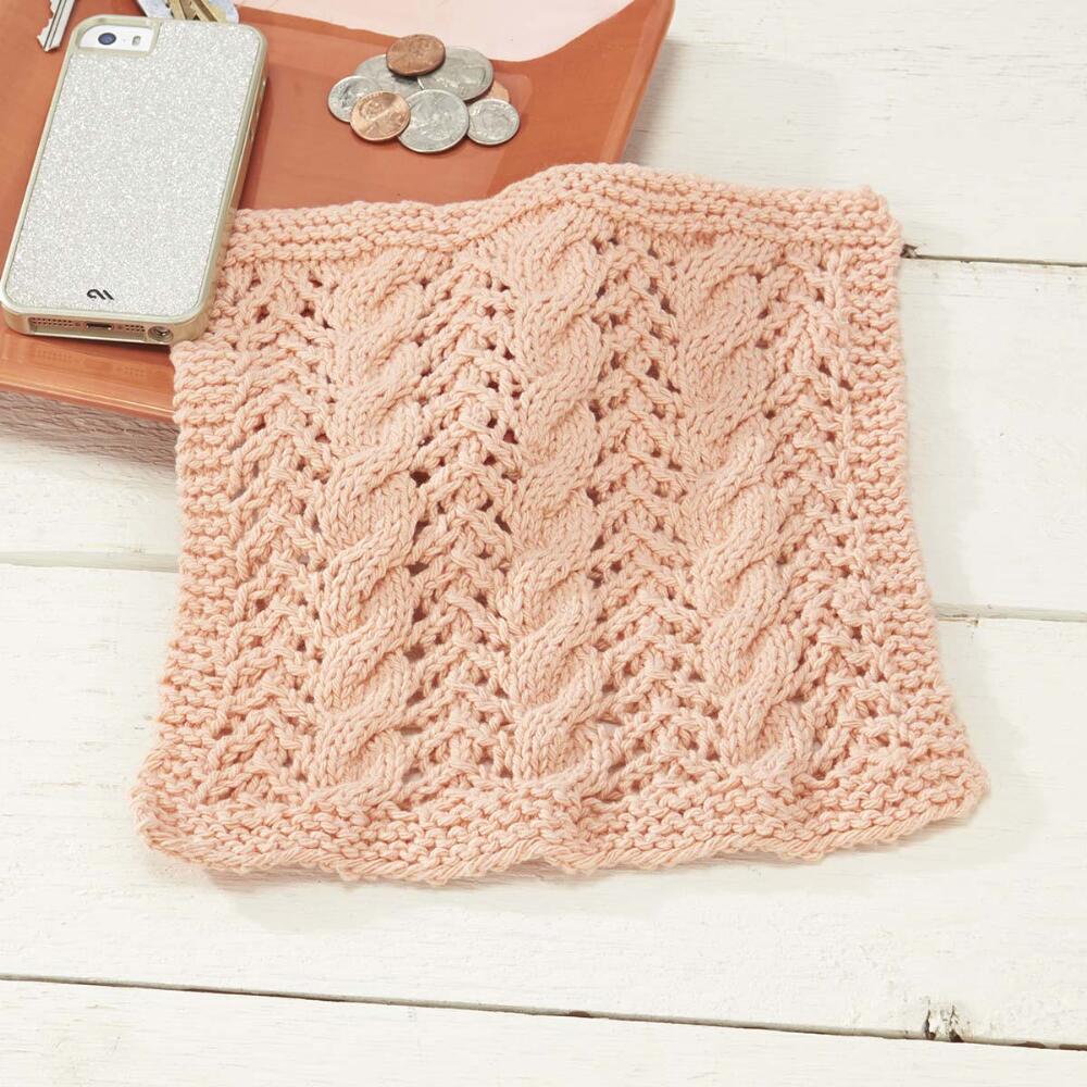 Cables and Lace Dishcloth Free Knitting Pattern