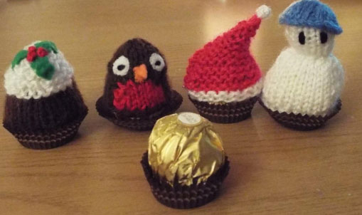 Christmas Knitting Patterns fit a Ferrero Rocher chocolate