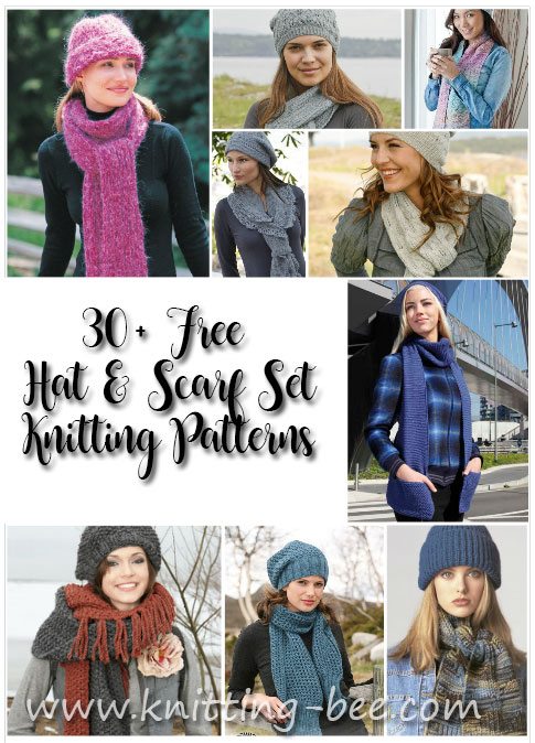 30 Free Hat and Scarf Set Knitting Patterns http://www.knitting-bee.com/