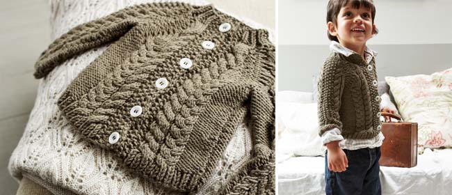 Knit a toddler’s cabled cardigan Free Knitting Pattern