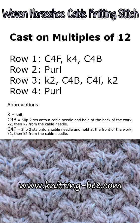 Woven Horseshoe Cable Free Knitting Stitch