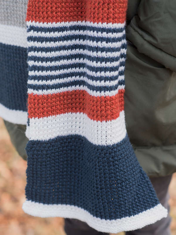 Modèle de tricot gratuit pour écharpe rayée facile Melville