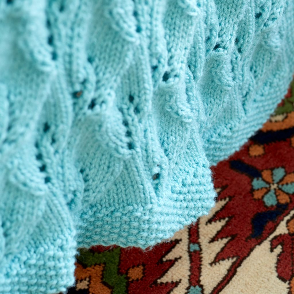Free Knitting Pattern for a Leafy Lace Green Afghan