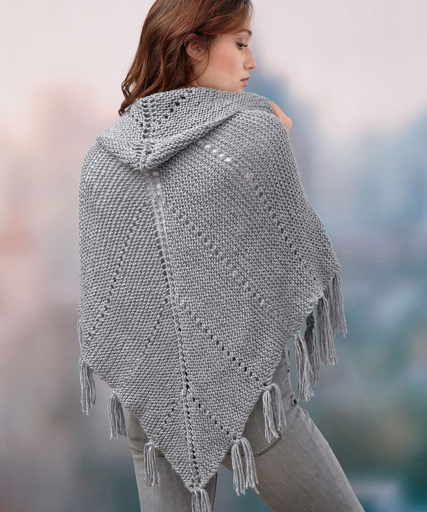 Free Knitting Pattern for a Hoodie Shawl