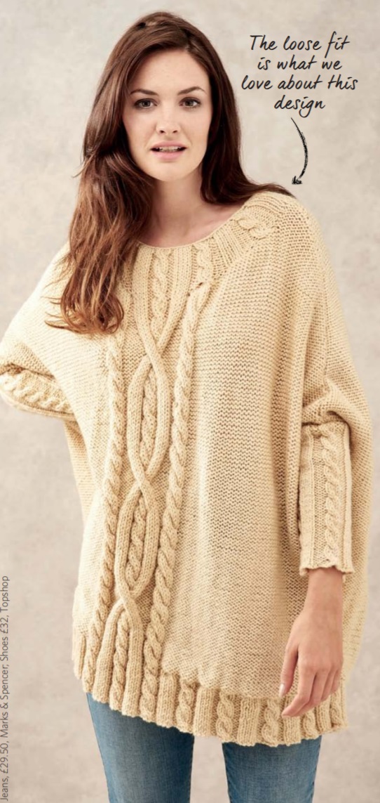 Free Knitting Pattern for a Oversized Cable Jumper