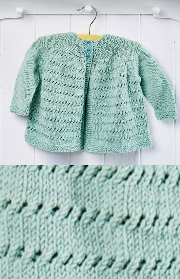 Free Knitting Pattern for an Easy Yoke Baby Cardigan