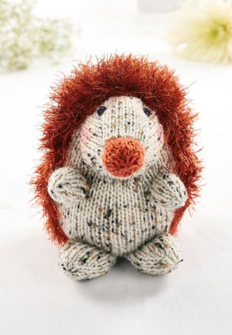 Free Knitting Pattern for a Easy Eyelash Yarn Hedgehog Toys