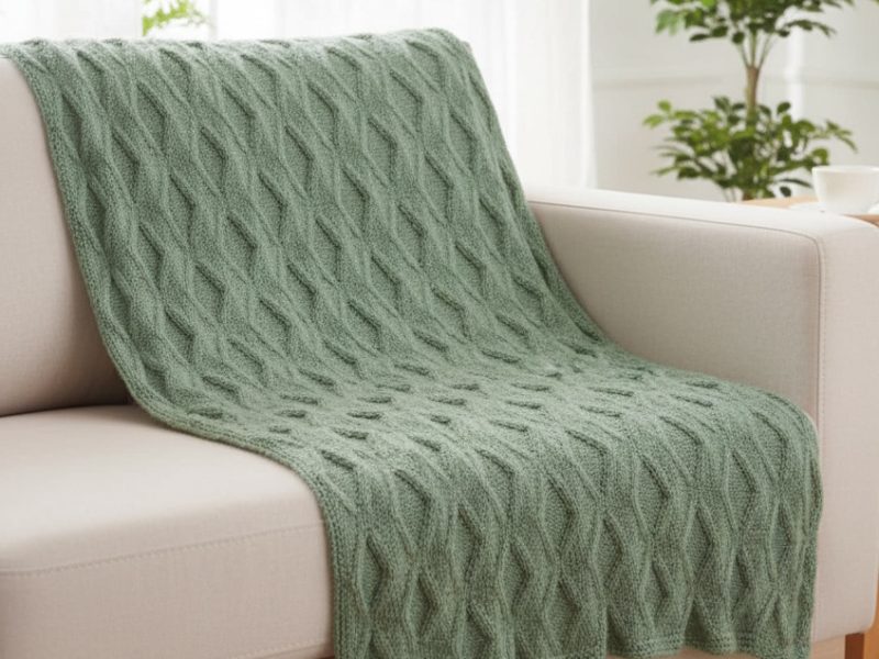 Diamond Lap Throw Free Knitting Pattern