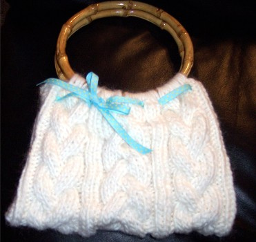 Finished Items: Cable Knit Purse - Mohair Dreams