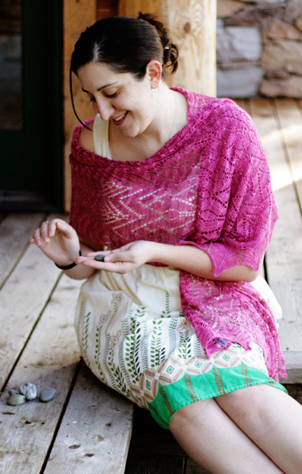 Eyelet Wrap Free Knitting Pattern - Easy Lace Eyelet Shawl Pattern