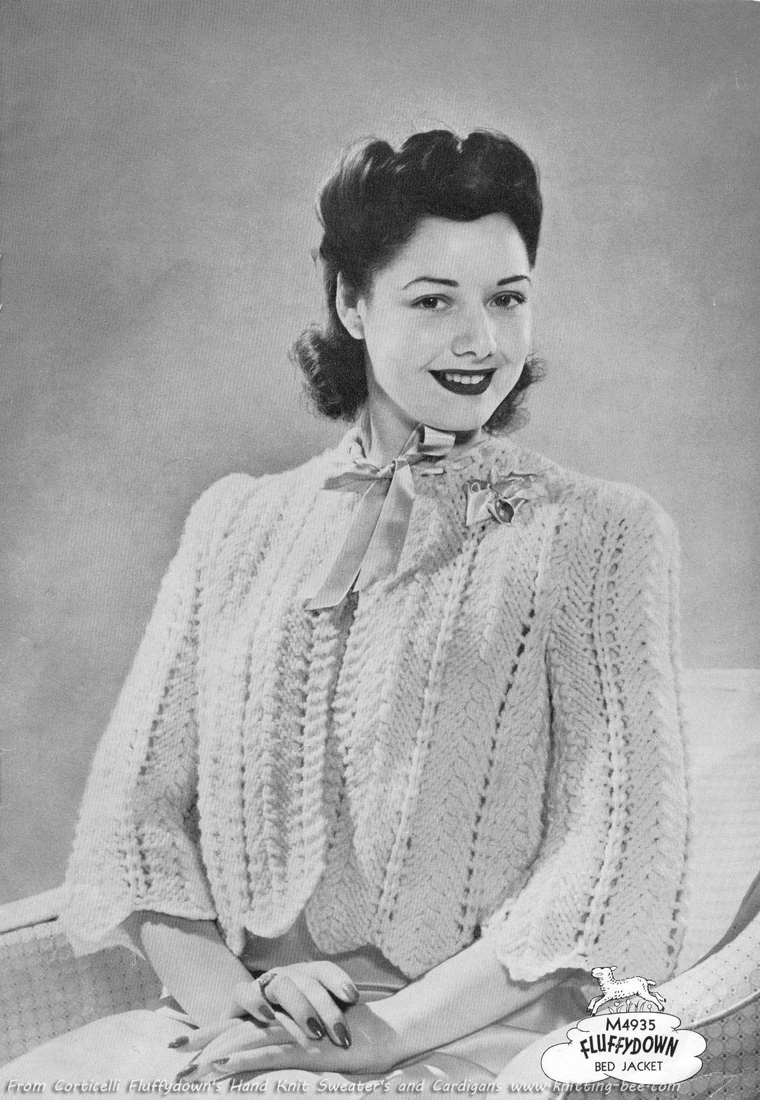 Vintage Bed Jacket Sweater Short Crop Top knitted Pttrn 
