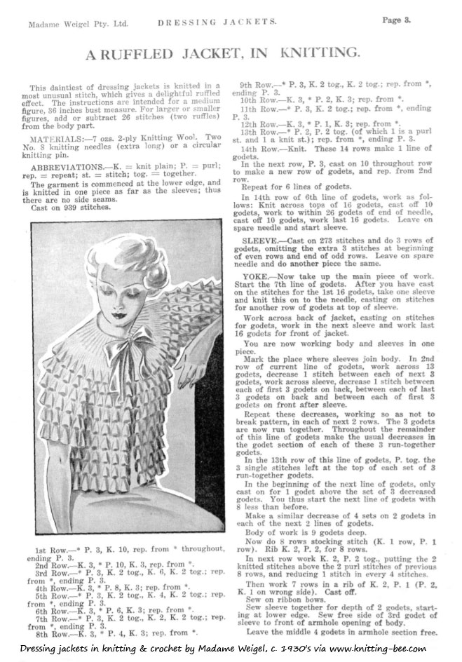 Ruffled vintage jacket knit pattern