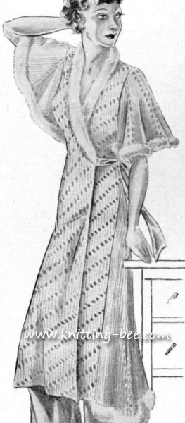 Fur Trimmed Negligee Vintage Knitting Pattern