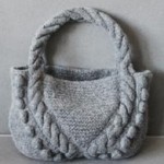 felted bag with bobbles and cables pattern