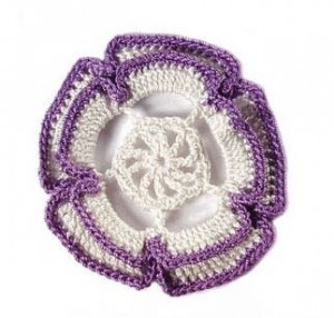 White and Purple Crochet Flower