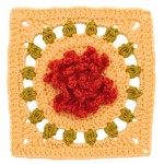 Crochet Floral Block Chrysanthemum Square