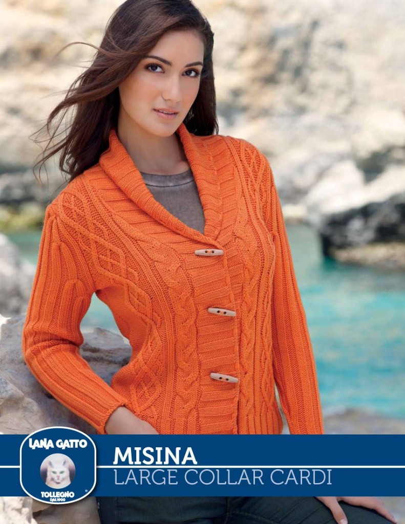 Misina - Large Collar Cabled Cardi