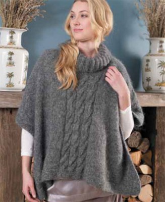 Cabled poncho free knitting pattern