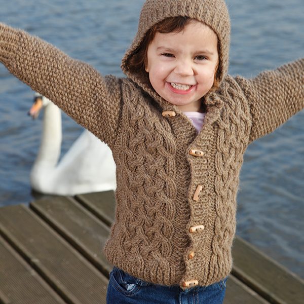 Zest Child’s Cabled Cardigan Free Knitting Pattern