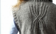 Sleeveless long cardy with handwarmer pockets pattern