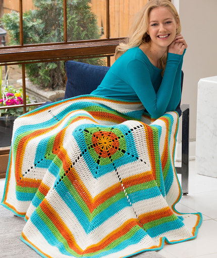 Bright & Breezy Throw - Free Crochet Blanket Pattern