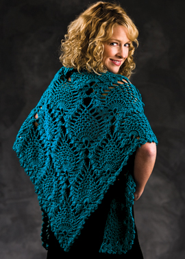 Peacock Shawl - Pineapple Motif Free Crochet Shawl Pattern