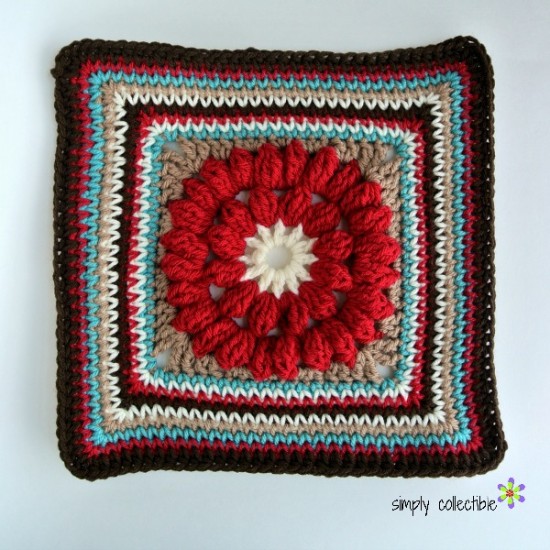 Whimsical Penelope's Merry-Go-Round beautiful 12″ granny square - Free Crochet