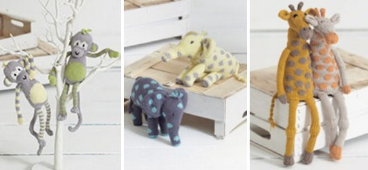 Noah's Ark Knitted Toy Patterns - Monkey, Giraffe and Elephant