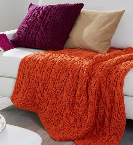 Cable and Lace Afghan and Pillow Cover