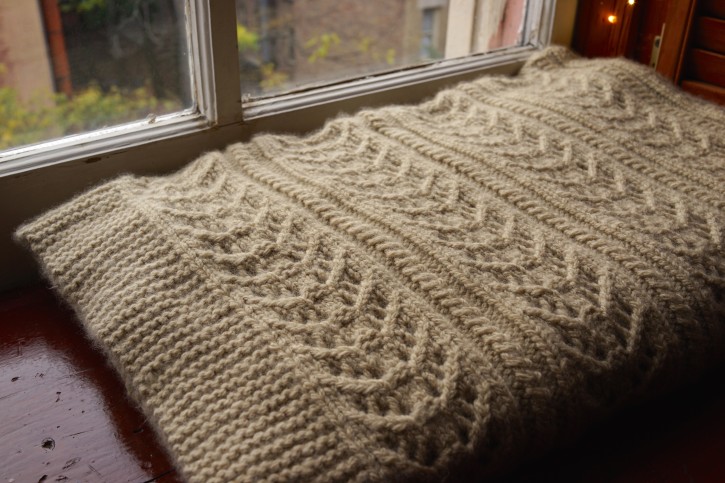 Cozy Lace and Cable Knitting Blanket
