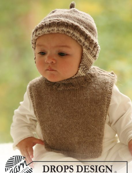 BabyDROPS 18-5 Free Knitting Pattern for Baby Hat and Bib