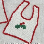 Knitted Baby Christmas Bib with Crochet Edging