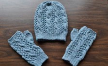 Cables ‘n Lace Hat and Mitts