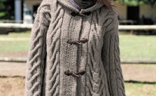 Cabled Hooded coat Free Knitting Pattern