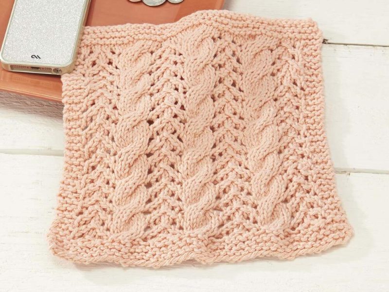 Cables and Lace Dishcloth Free Knitting Pattern