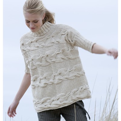 Horizontal Cable Pullover Free Knitting Pattern