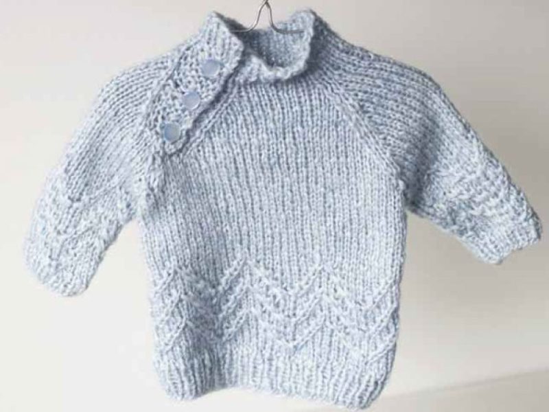 Chevron Motif Infant Sweater Free Knitting Pattern