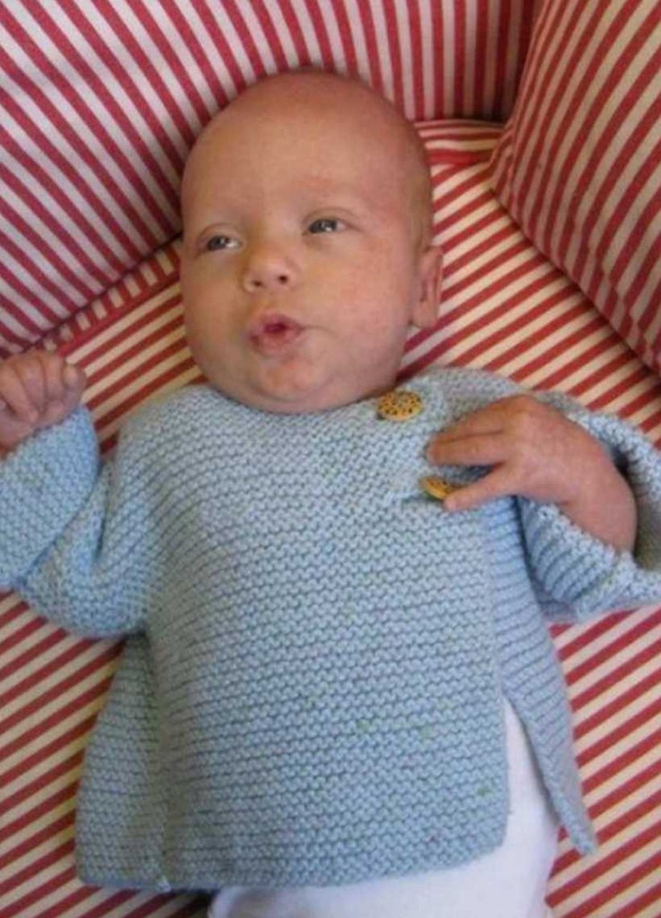 Garter Stitch Baby Sweater Free Knitting Pattern