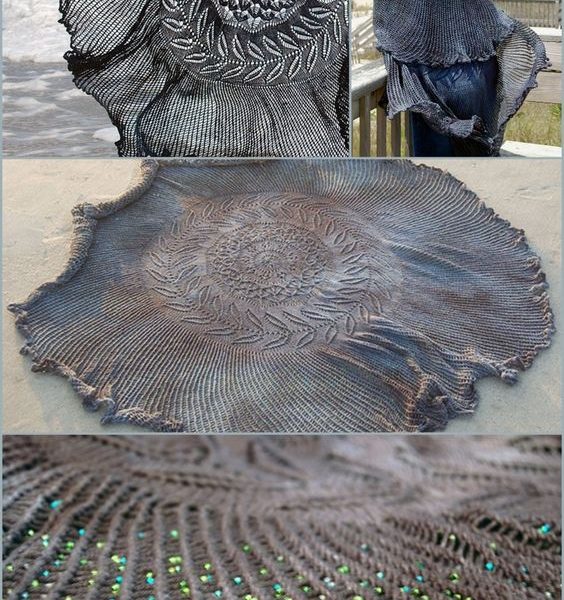 Shipwreck shawl free lace and bead knitting pattern