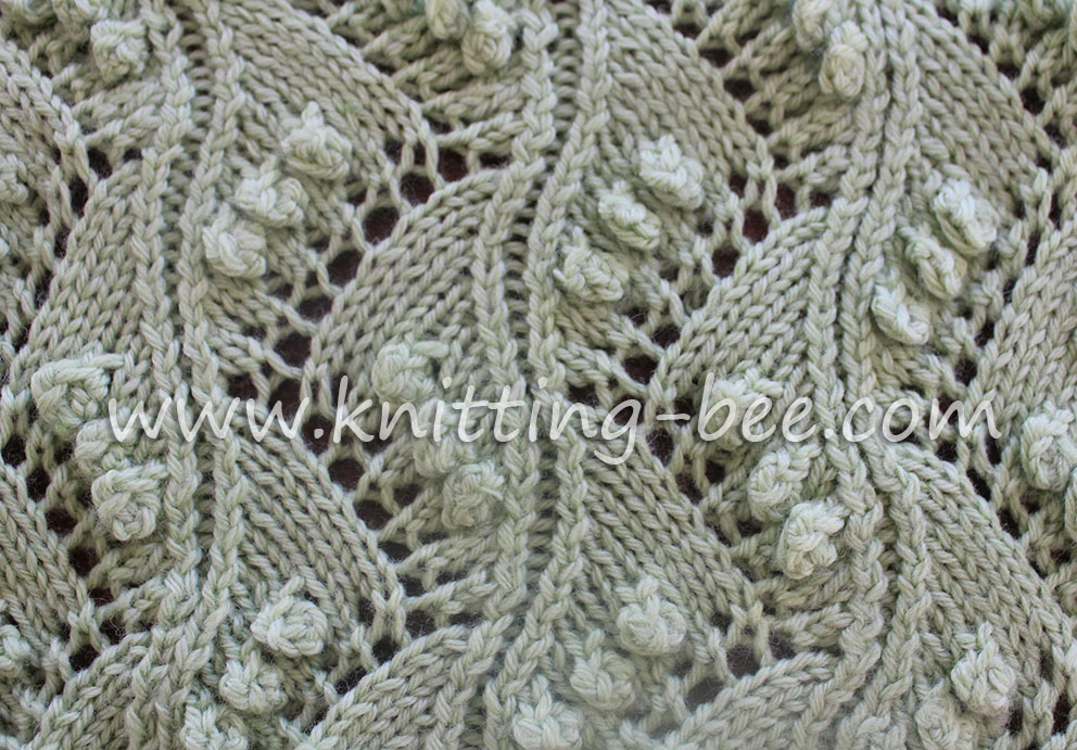 Lace Vertical Zig Zag with Bobbles Free Knitting Stitch by http://www.knitting-bee.com/