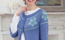 Floral Yoke Cardigan Free Knit Pattern
