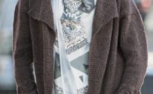 Long Cardigan with Cabled Edges