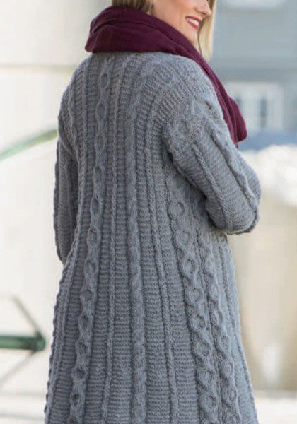 Long Cardigan with Cables and Textures
