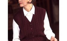 Patons Classic Cables button down vest free knitting pattern
