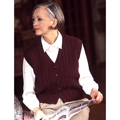 Patons Classic Cables button down vest free knitting pattern