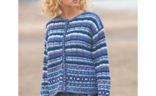 Patons Fair Isle Plaid Cardigan Free Intermediate Women’s Knit Pattern